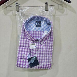Tailorbyrd Mens Check Button Down Shirt Size XXL Purple Classic Preppy Workwear